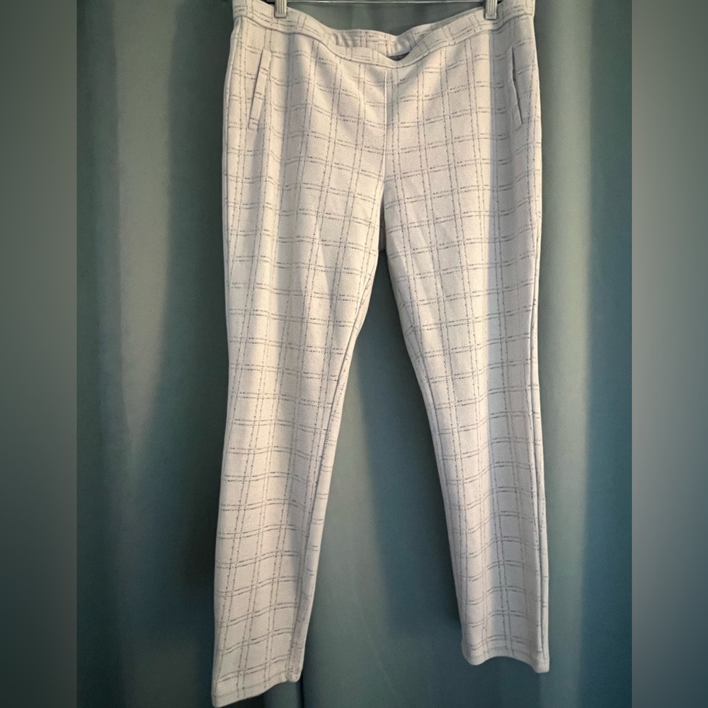 HUE Cream Plaid Pants XL